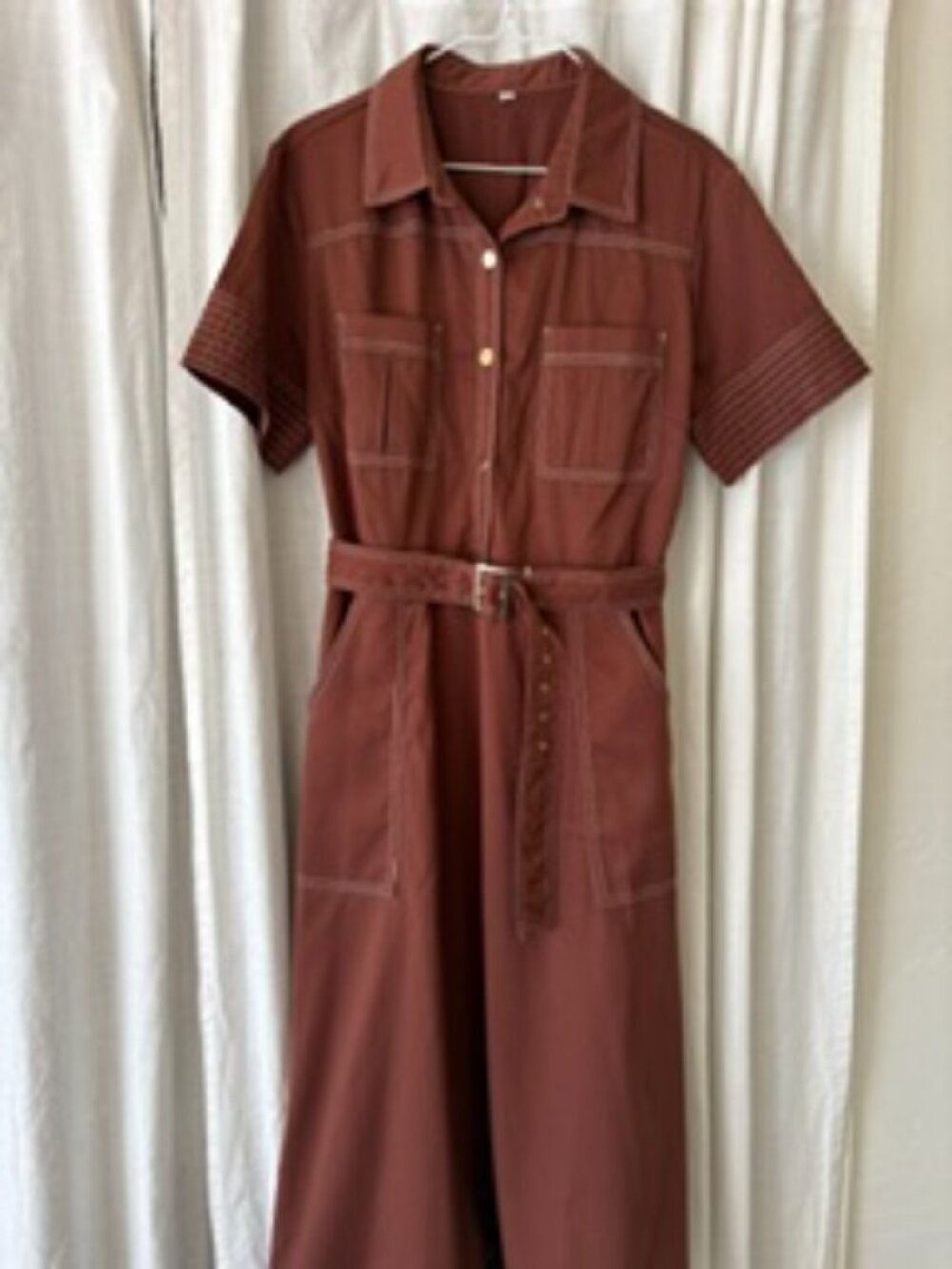 Belted Women's Mid-Length Dress